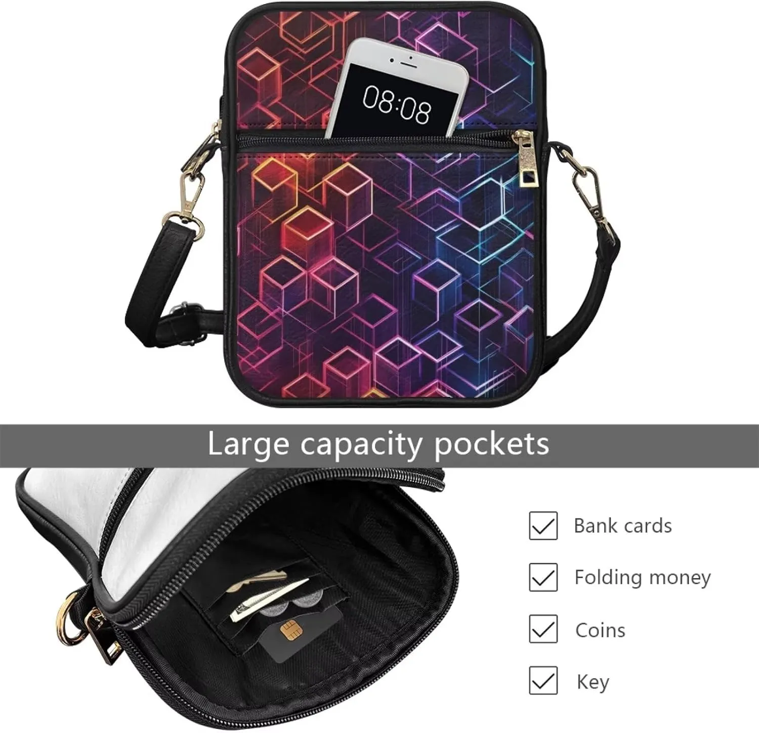 COEQINE Leather Messenger Bags for Men Crossbody Bag Aesthetic Small Shoulder Bag Waterproof Crossbody Bag Business Work