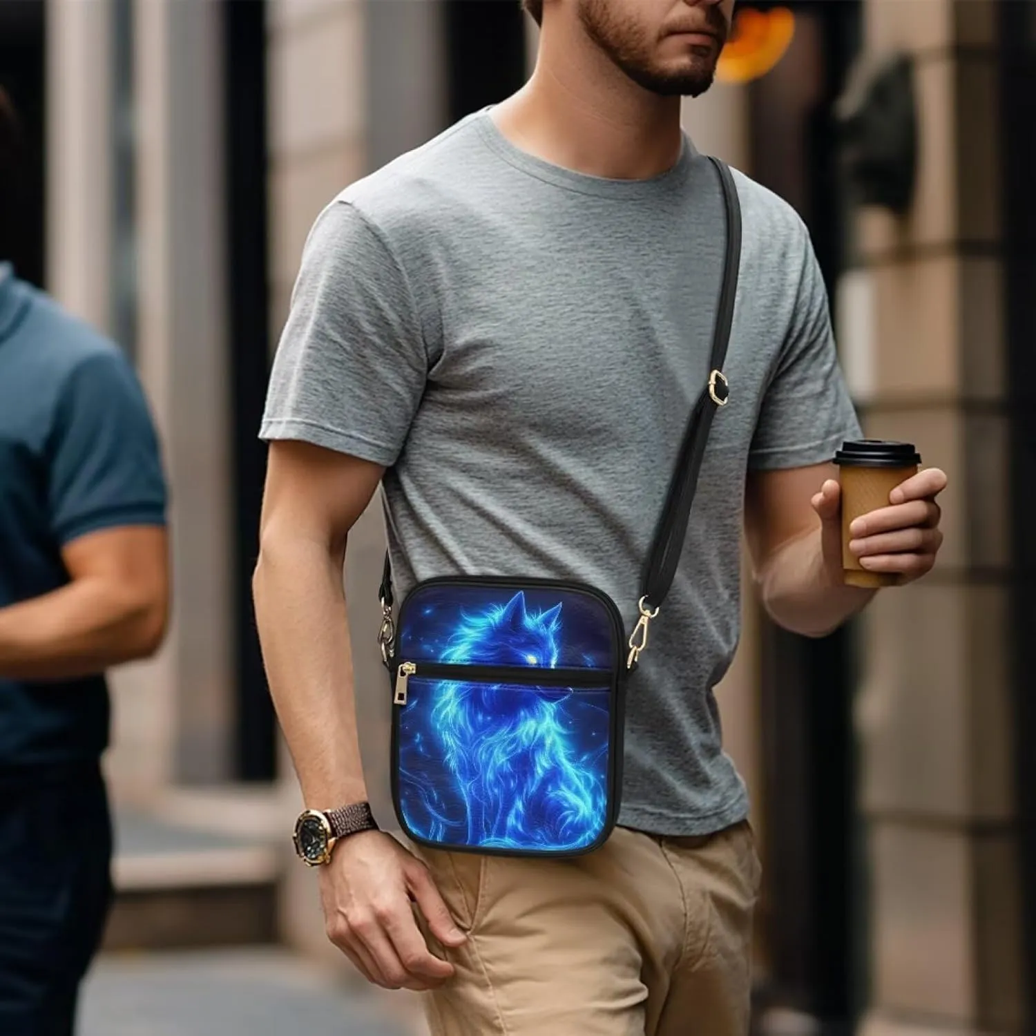 COEQINE Leather Messenger Bags for Men Crossbody Bag Aesthetic Small Shoulder Bag Waterproof Crossbody Bag Business Work