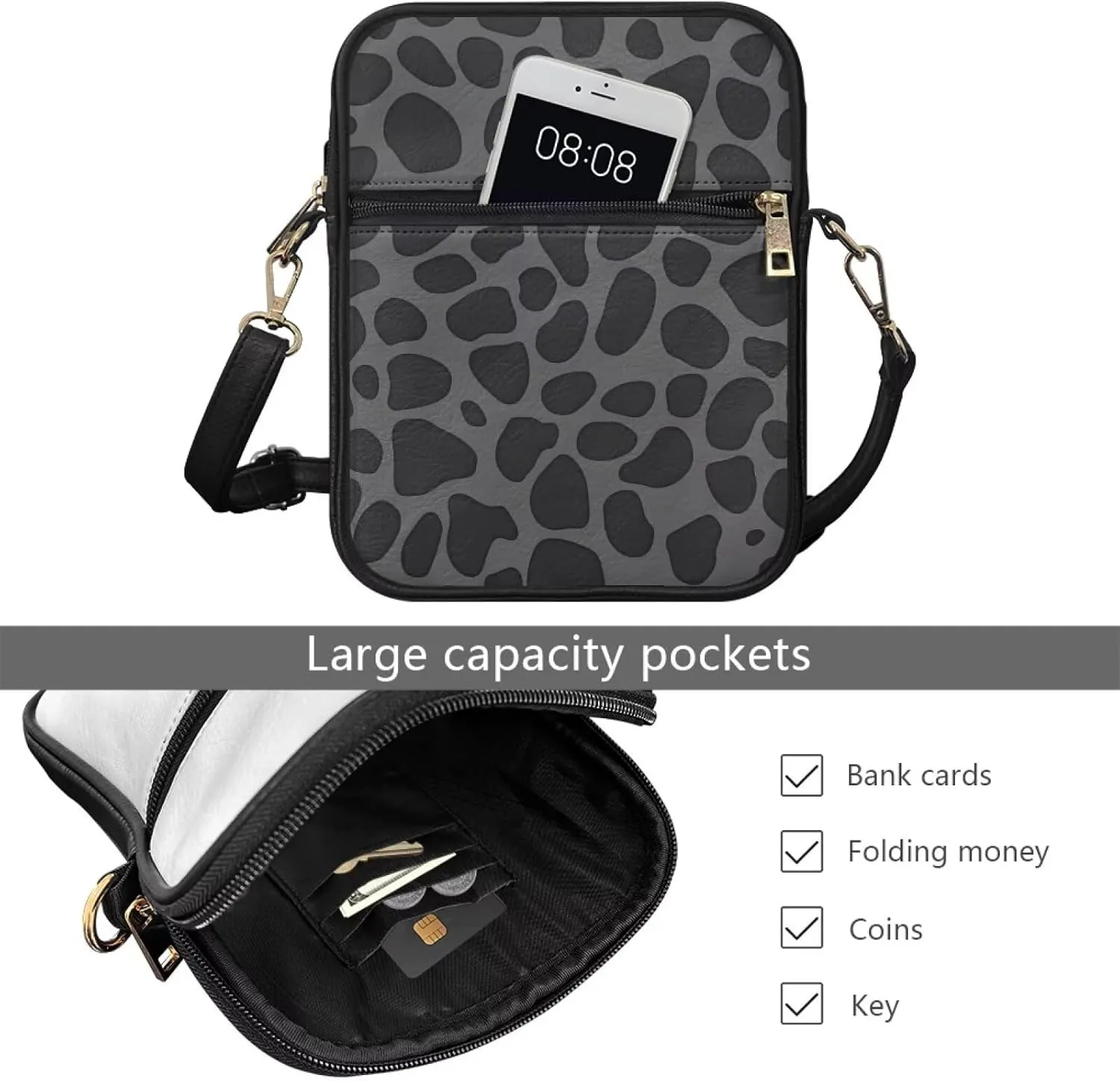 COEQINE Leather Messenger Bags for Men Crossbody Bag Aesthetic Small Shoulder Bag Waterproof Crossbody Bag Business Work
