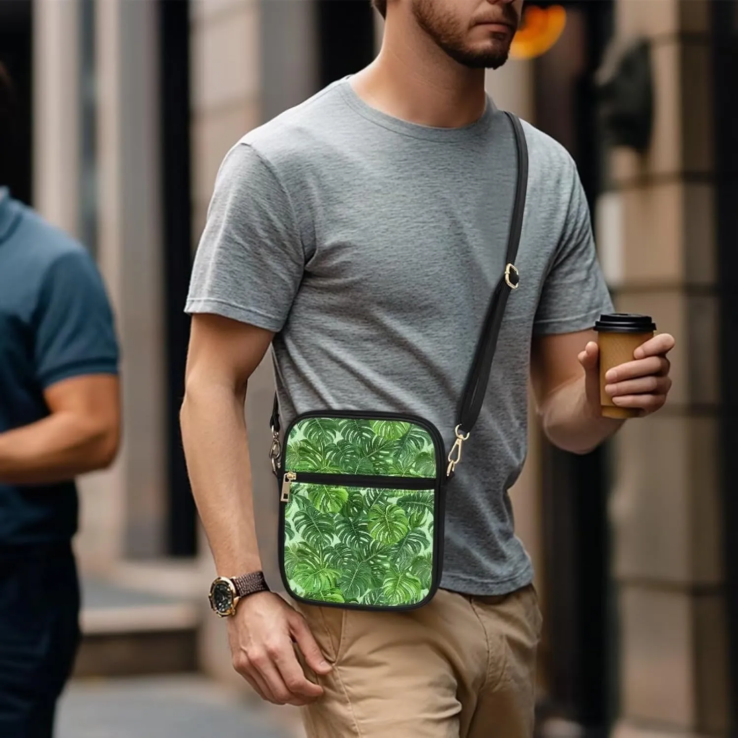 COEQINE Leather Messenger Bags for Men Crossbody Bag Aesthetic Small Shoulder Bag Waterproof Crossbody Bag Business Work