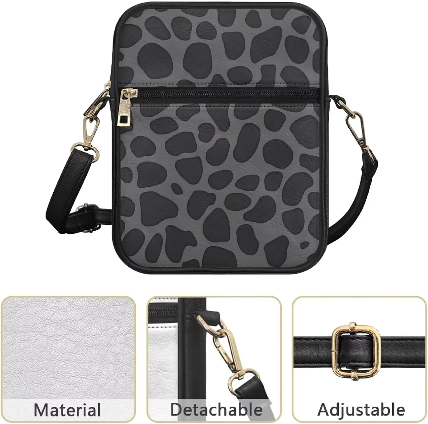 COEQINE Leather Messenger Bags for Men Crossbody Bag Aesthetic Small Shoulder Bag Waterproof Crossbody Bag Business Work