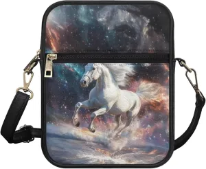 COEQINE Sunset Horse Messenger Bag for Women Crossbody Vintage Designs Leather Shoulder Bag for Ladies for Work