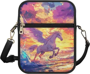 COEQINE Sunset Horse Messenger Bag for Women Crossbody Vintage Designs Leather Shoulder Bag for Ladies for Work