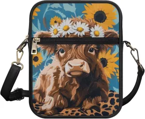 COEQINE Sunset Horse Messenger Bag for Women Crossbody Vintage Designs Leather Shoulder Bag for Ladies for Work
