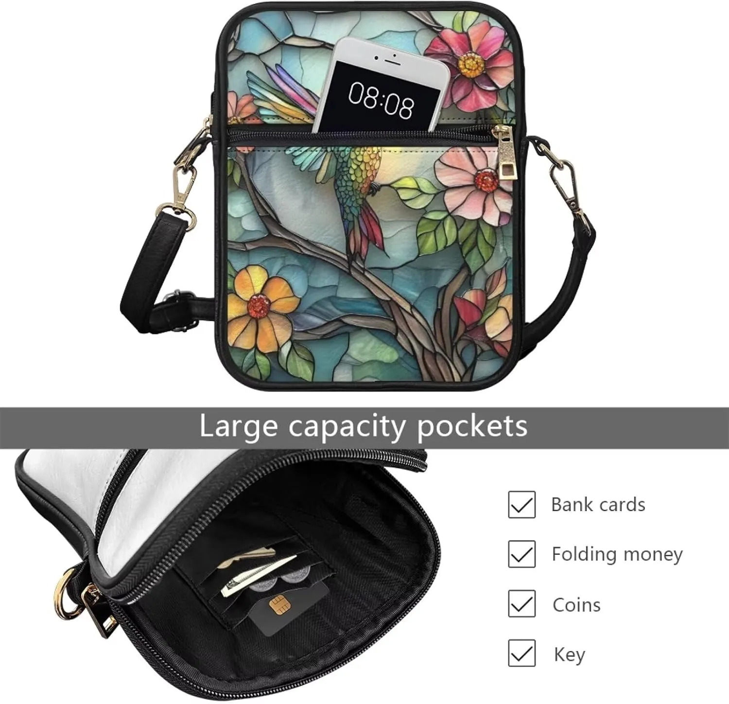 COEQINE Womens Messenger Bag with Zipper Leather Messenger Purse for Woman Crossbody Purse with Adjustable Strap Handbag