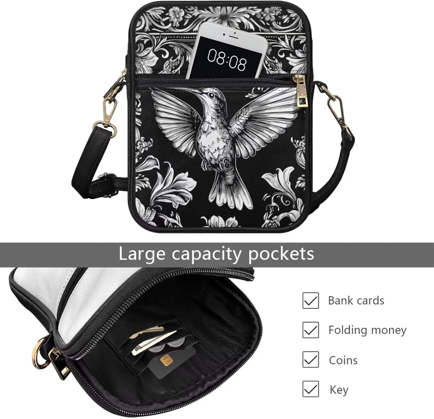 COEQINE Womens Messenger Bag with Zipper Leather Messenger Purse for Woman Crossbody Purse with Adjustable Strap Handbag