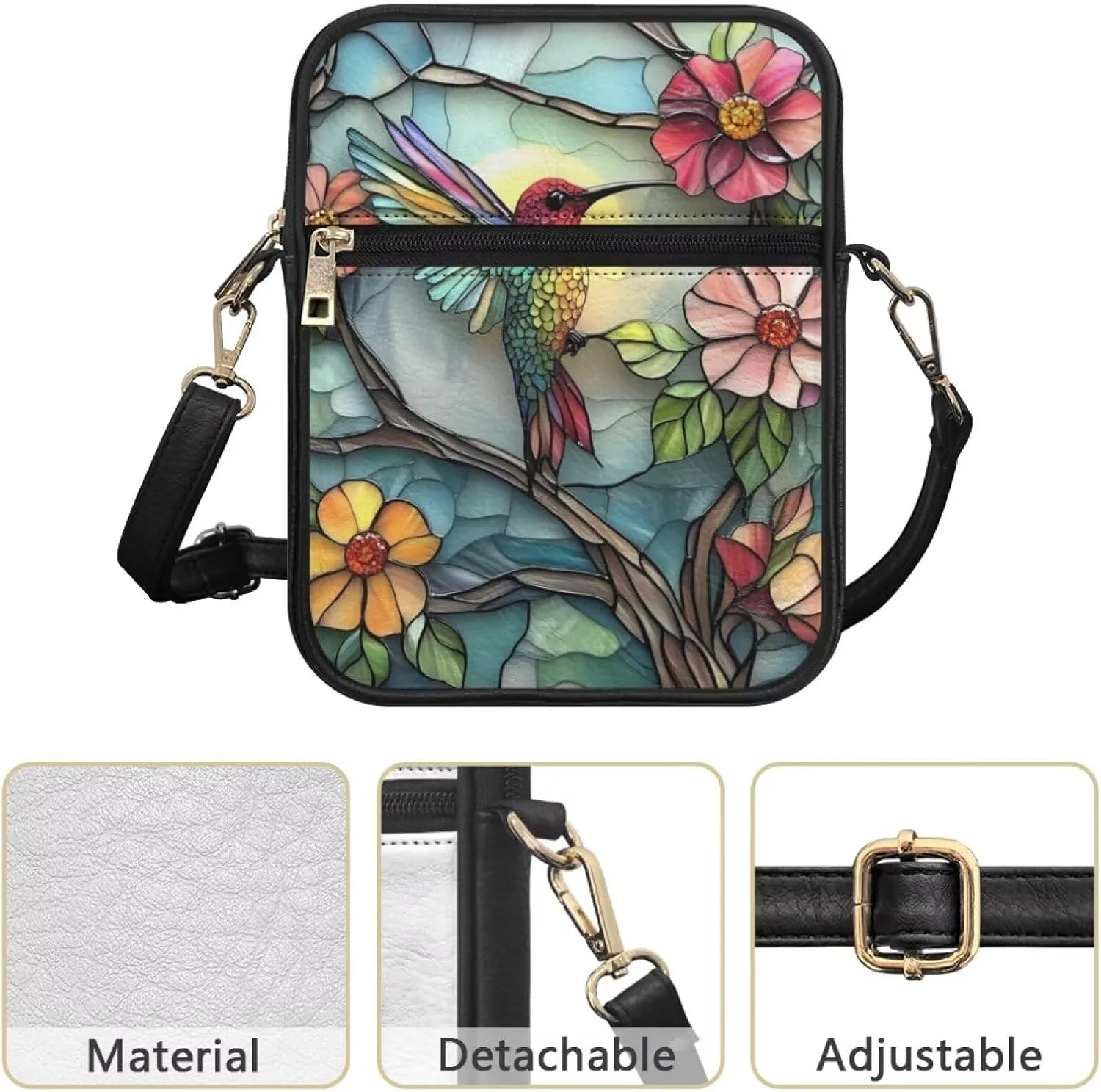 COEQINE Womens Messenger Bag with Zipper Leather Messenger Purse for Woman Crossbody Purse with Adjustable Strap Handbag