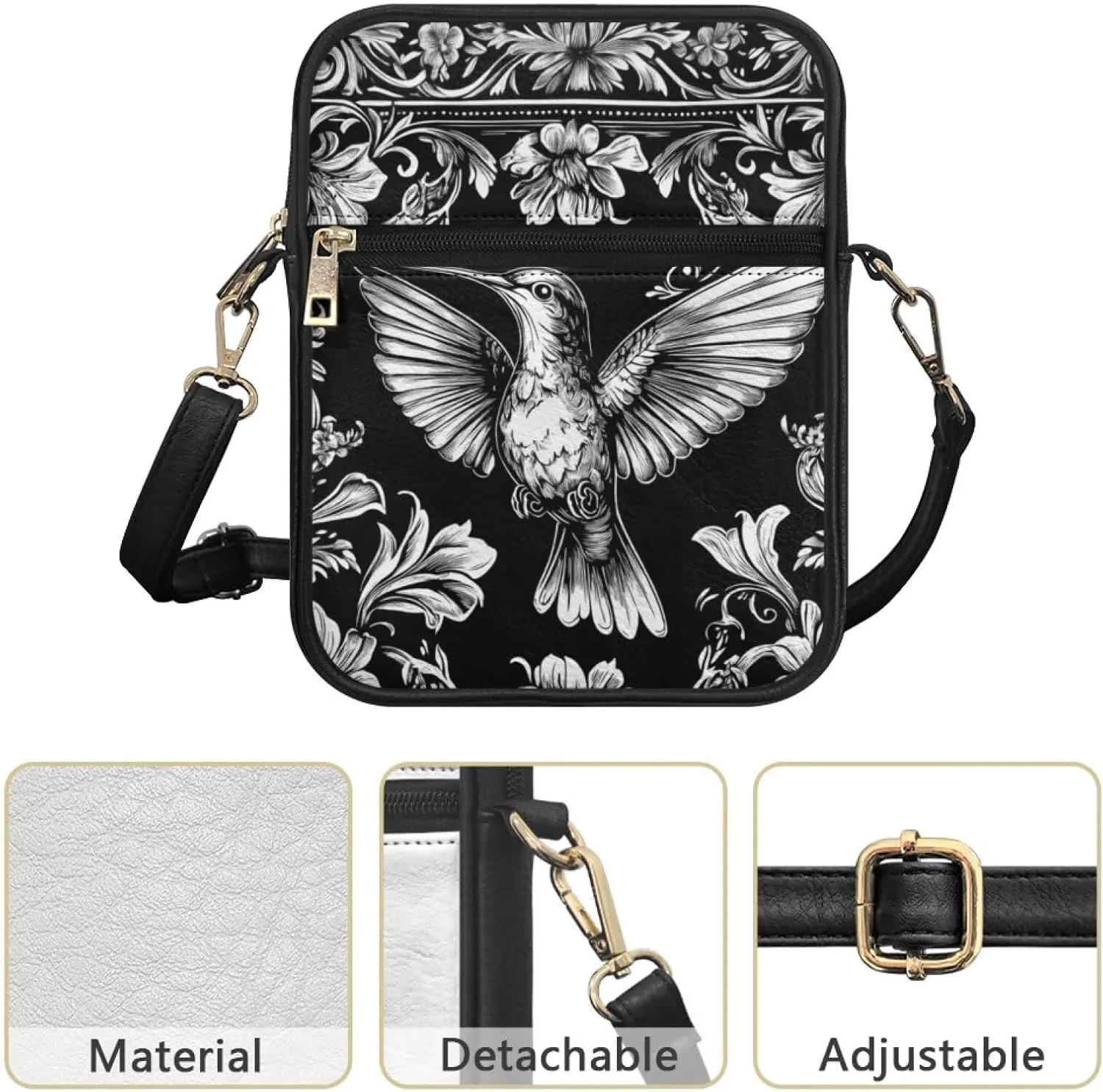 COEQINE Womens Messenger Bag with Zipper Leather Messenger Purse for Woman Crossbody Purse with Adjustable Strap Handbag