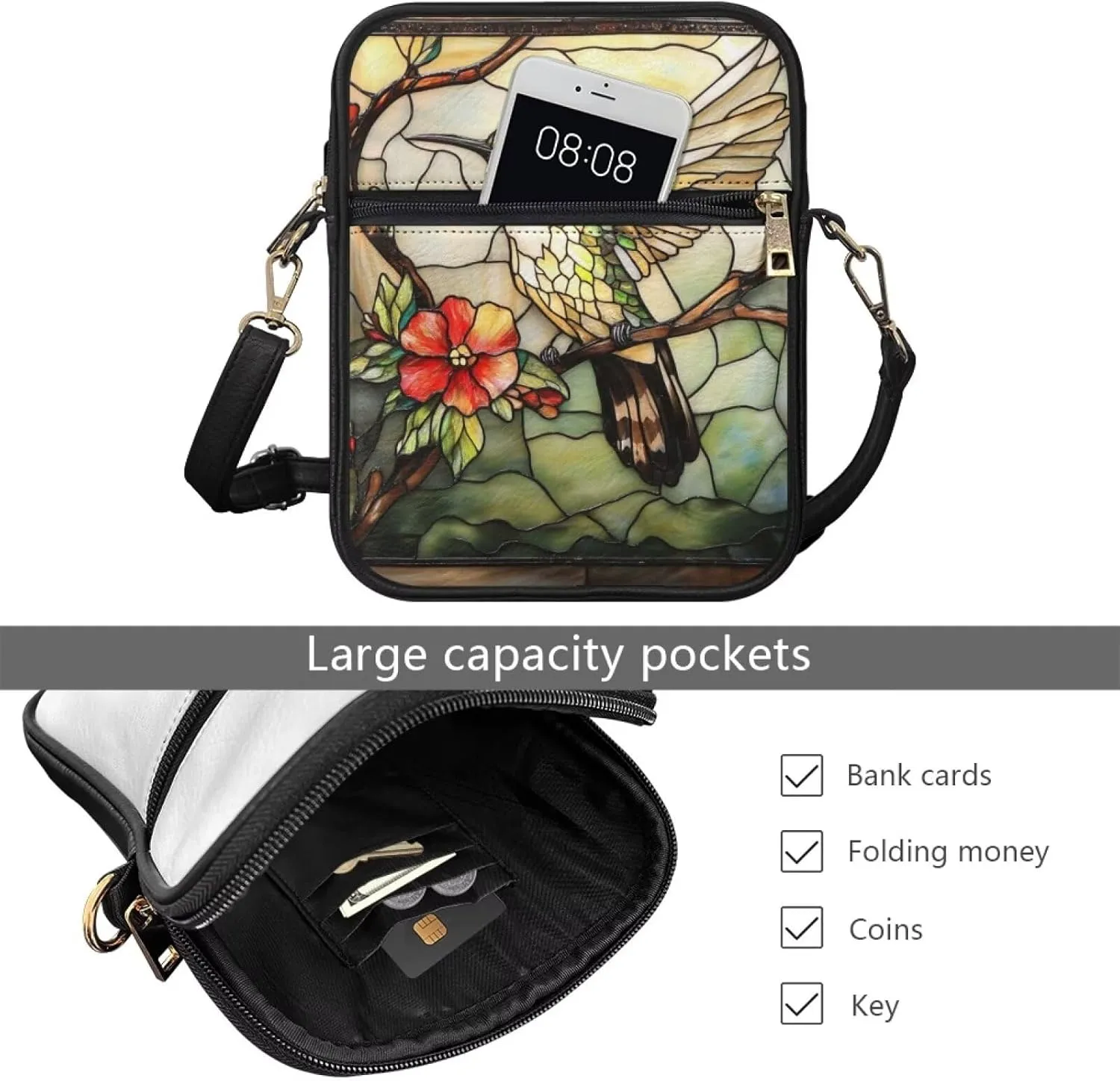 COEQINE Womens Messenger Bag with Zipper Leather Messenger Purse for Woman Crossbody Purse with Adjustable Strap Handbag