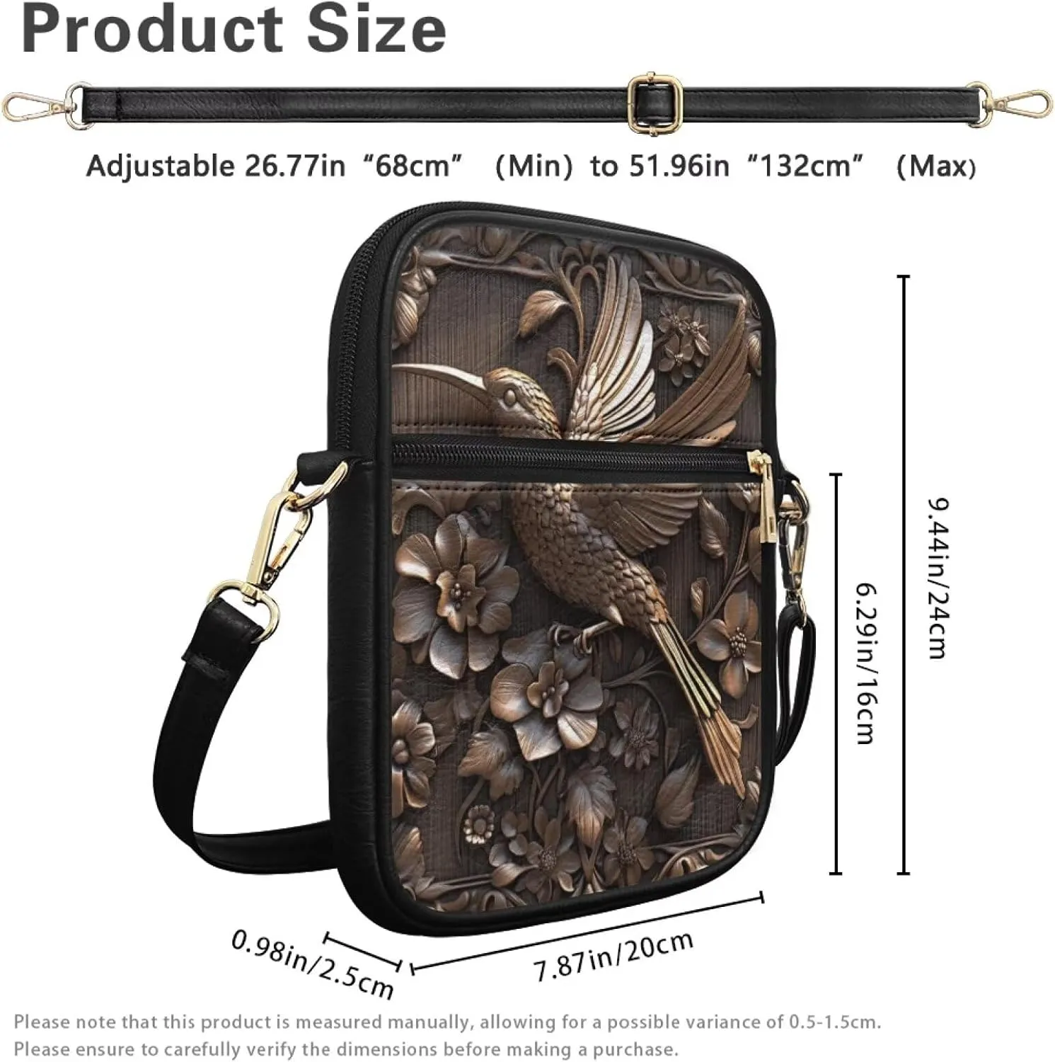 COEQINE Womens Messenger Bag with Zipper Leather Messenger Purse for Woman Crossbody Purse with Adjustable Strap Handbag