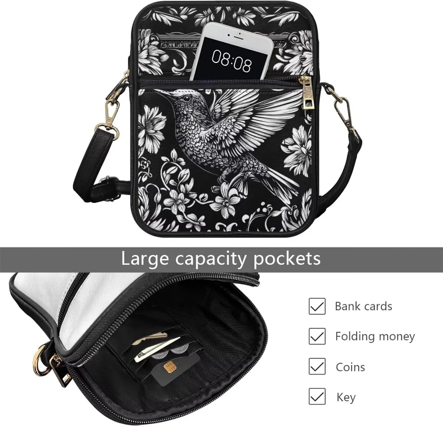 COEQINE Womens Messenger Bag with Zipper Leather Messenger Purse for Woman Crossbody Purse with Adjustable Strap Handbag