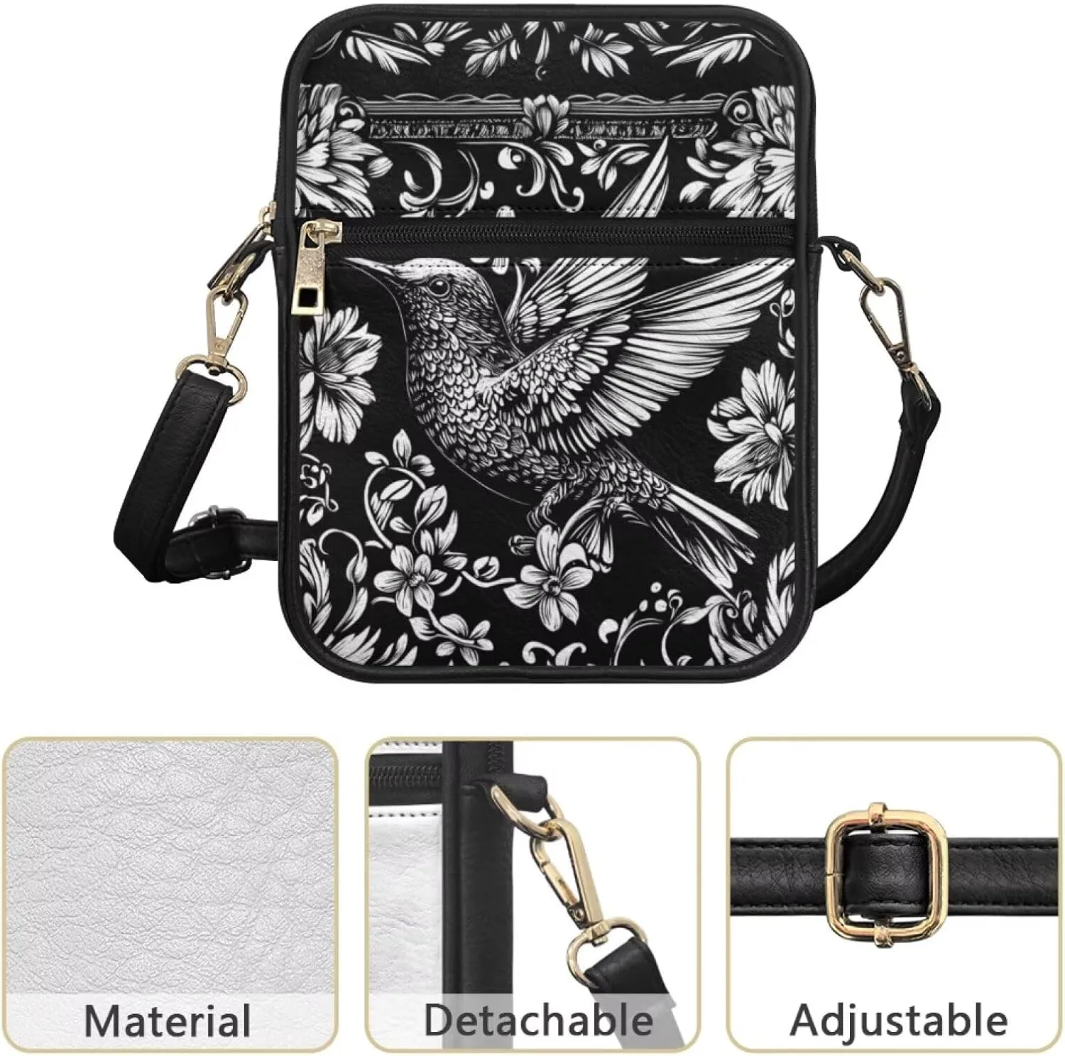 COEQINE Womens Messenger Bag with Zipper Leather Messenger Purse for Woman Crossbody Purse with Adjustable Strap Handbag
