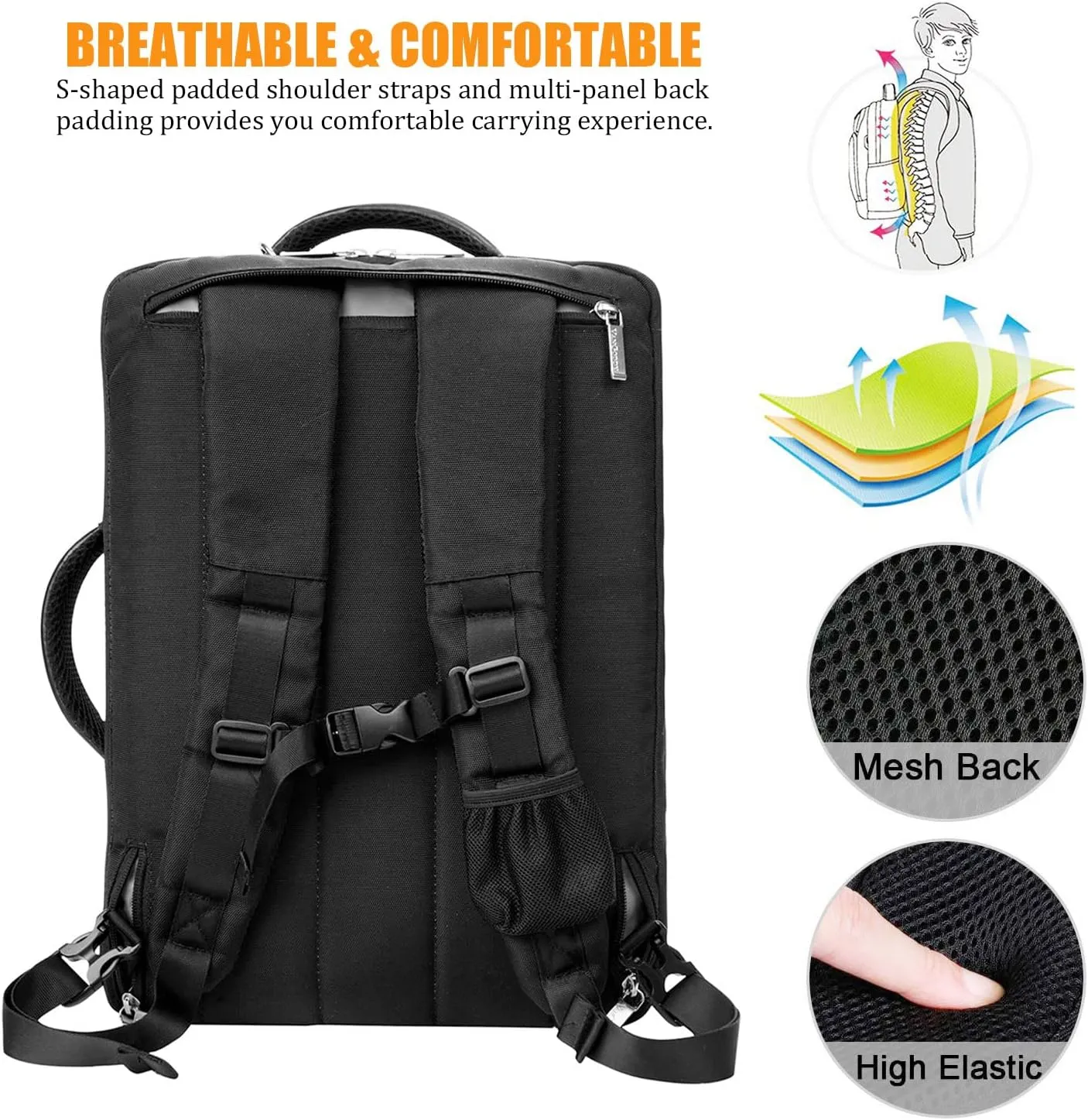 Convertible Laptop Shoulder Bag Messenger Bag Sleeve Case for Men Women Work Travel 13 14 15 15.6 16 17 17.3 Inch