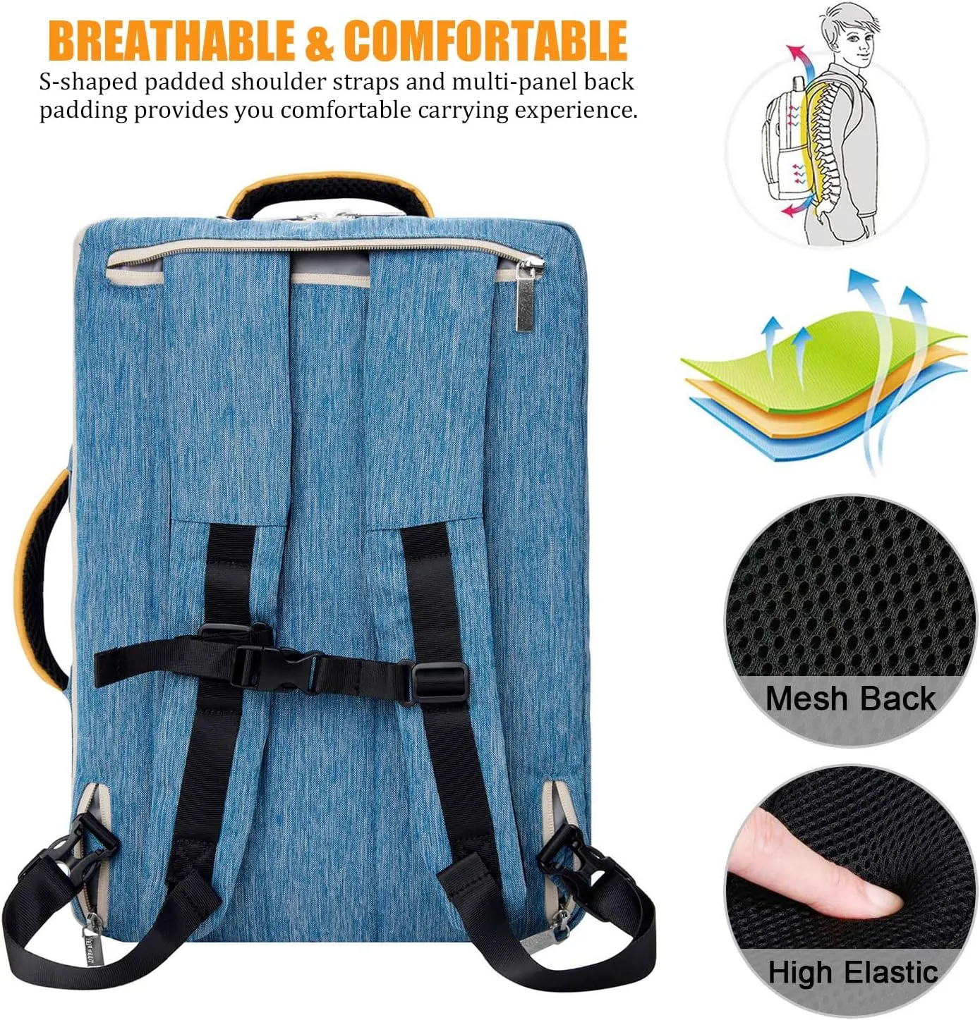Convertible Laptop Shoulder Bag Messenger Bag Sleeve Case for Men Women Work Travel 13 14 15 15.6 16 17 17.3 Inch