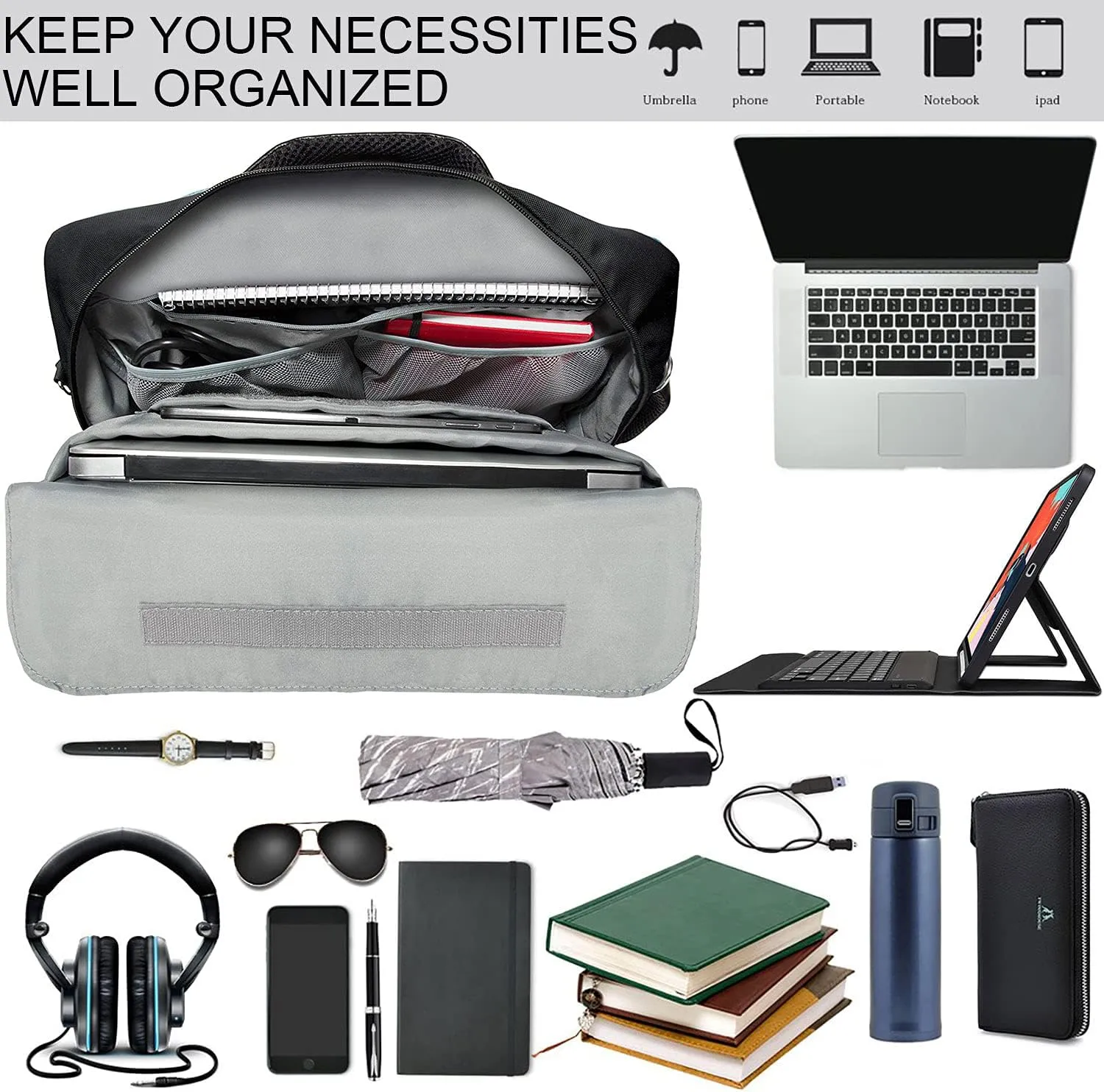 Convertible Laptop Shoulder Bag Messenger Bag Sleeve Case for Men Women Work Travel 13 14 15 15.6 16 17 17.3 Inch