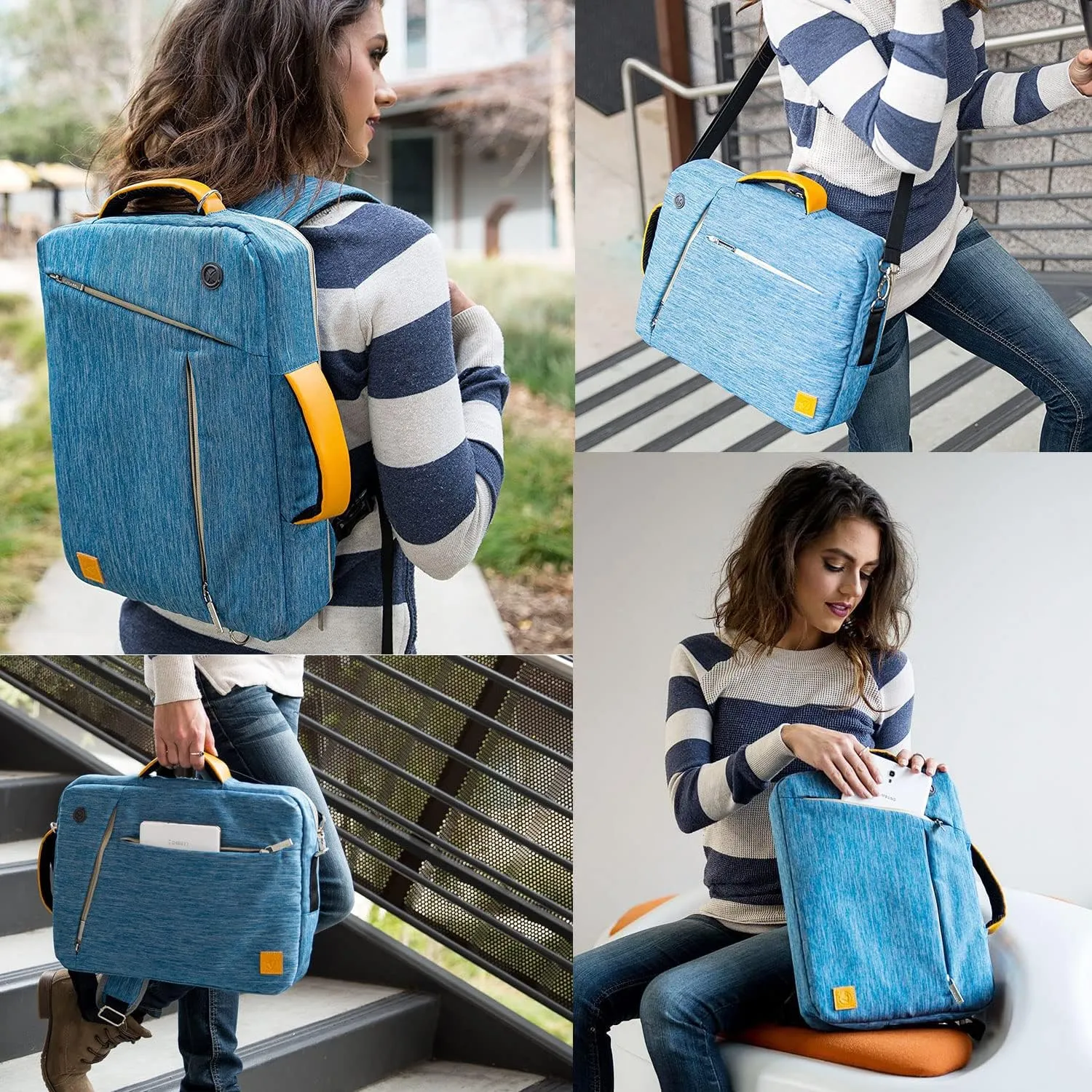 Convertible Laptop Shoulder Bag Messenger Bag Sleeve Case for Men Women Work Travel 13 14 15 15.6 16 17 17.3 Inch