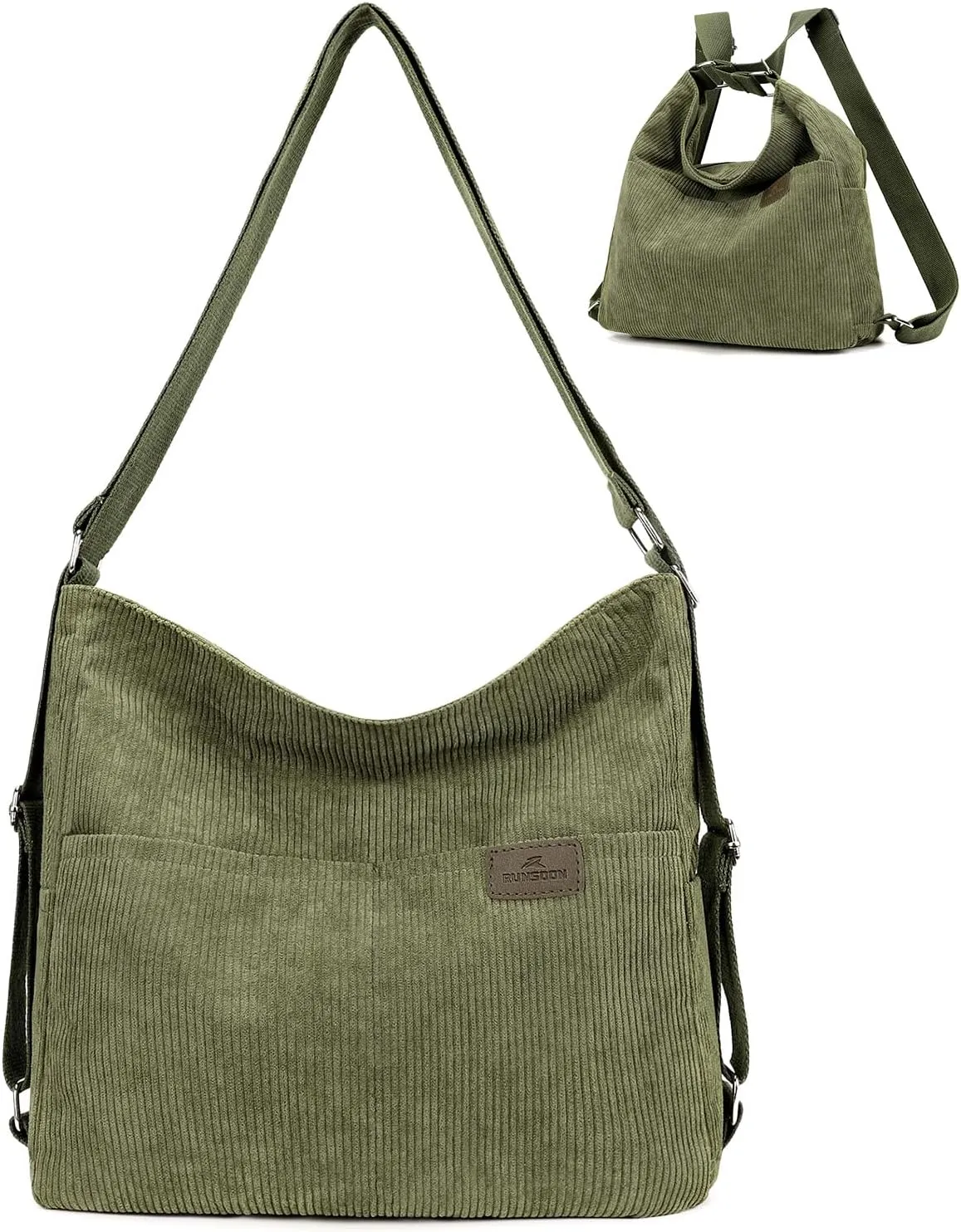 Corduroy Tote Bag for Women Convertible Backpack Purse Crossbody Hobo Shoulder Bag with Multi Pockets Compartments