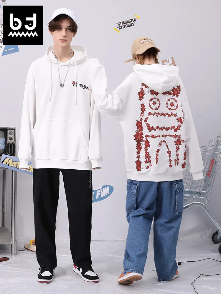 Cotton hoodie with maple Leaf Bigdon print hooded with rotator sleeve and kangaroo pocket