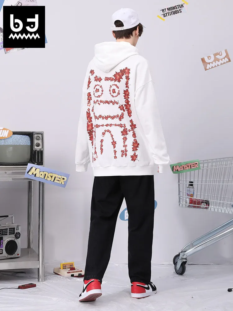 Cotton hoodie with maple Leaf Bigdon print hooded with rotator sleeve and kangaroo pocket
