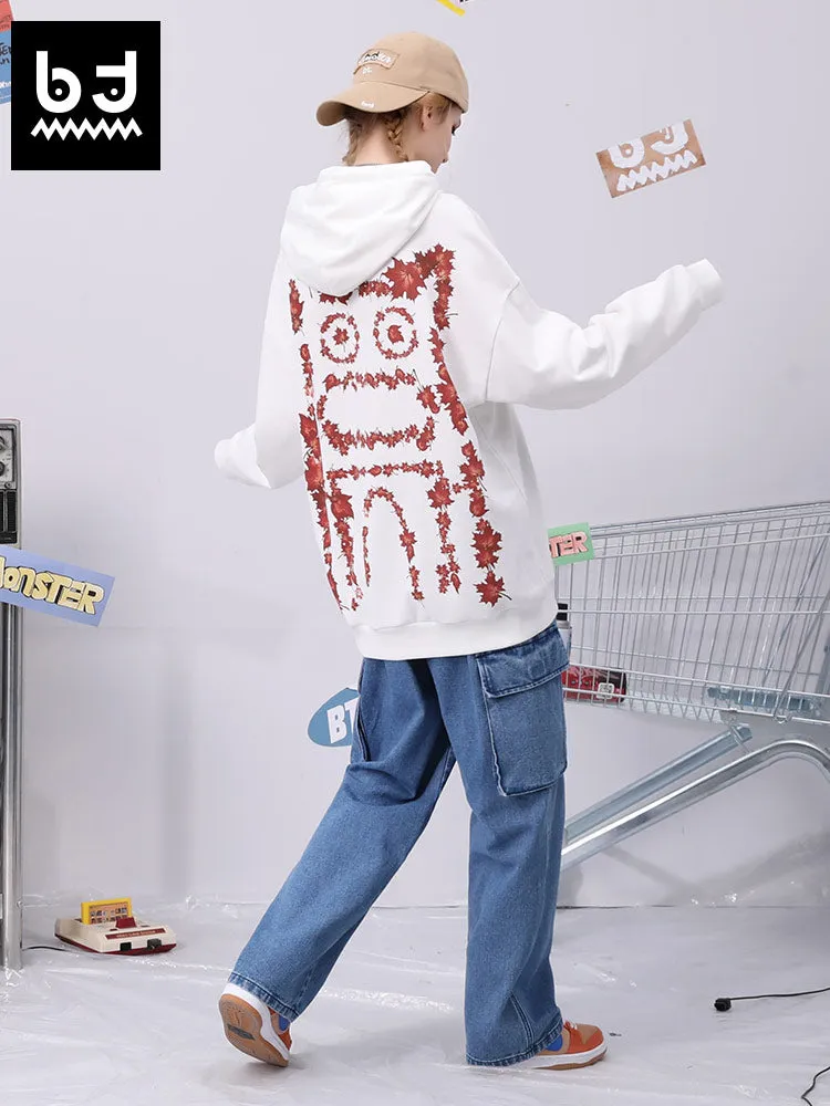 Cotton hoodie with maple Leaf Bigdon print hooded with rotator sleeve and kangaroo pocket