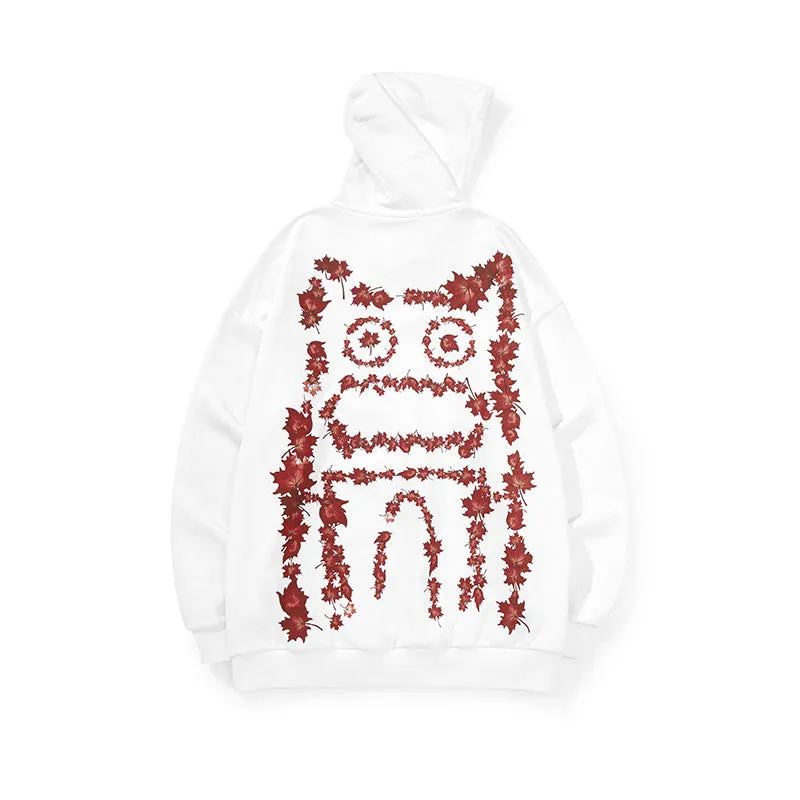 Cotton hoodie with maple Leaf Bigdon print hooded with rotator sleeve and kangaroo pocket