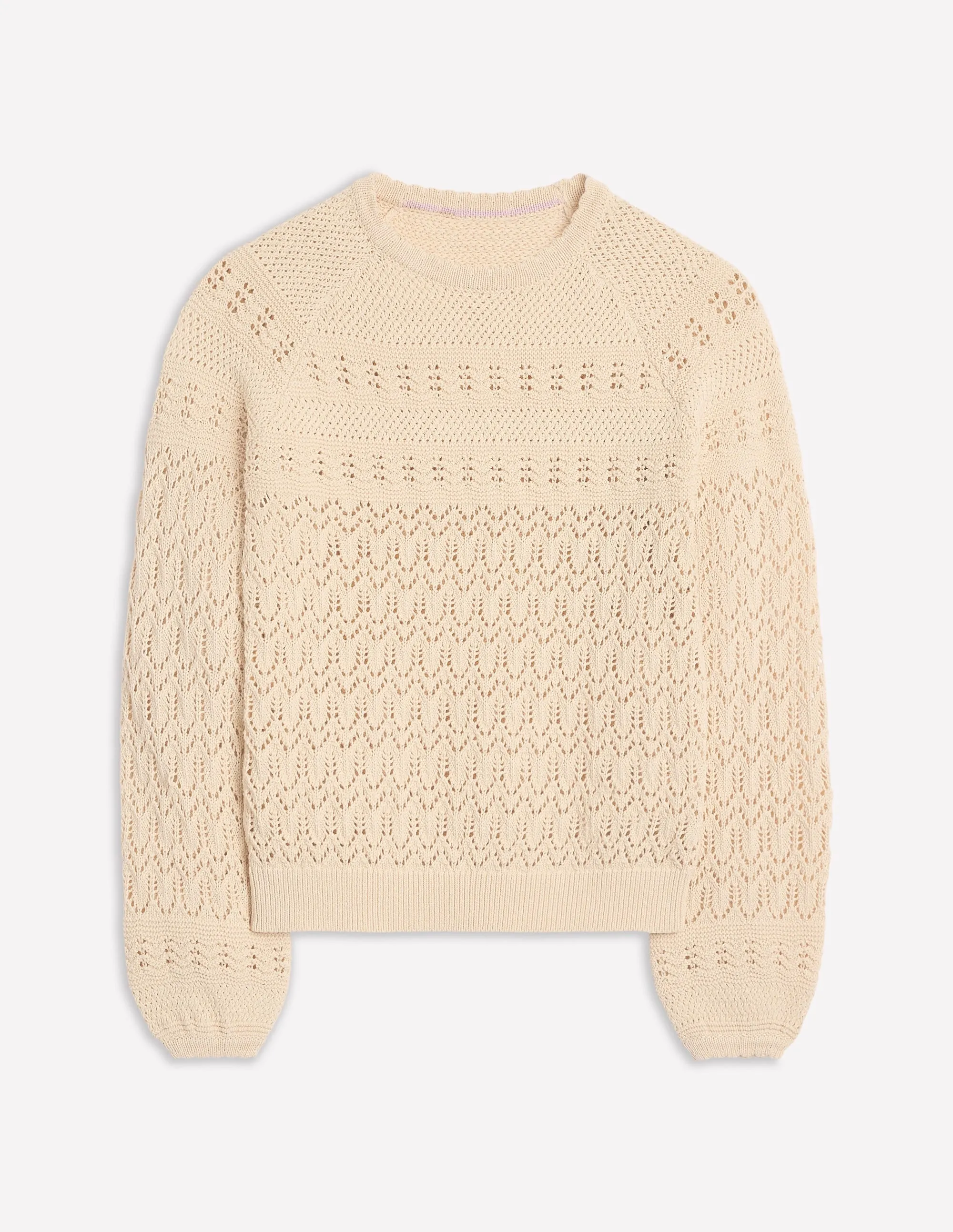 Cotton Stitch Crew Jumper-Warm Ivory