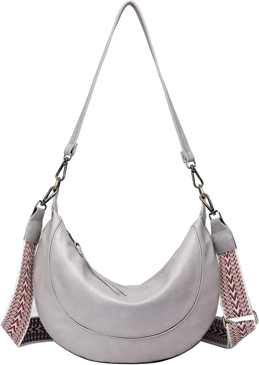Crossbody Shoulder Bag Moon Hobo Bag with 2 Removable Shoulder Straps for Women Ladies Chic Satchel PU Leather