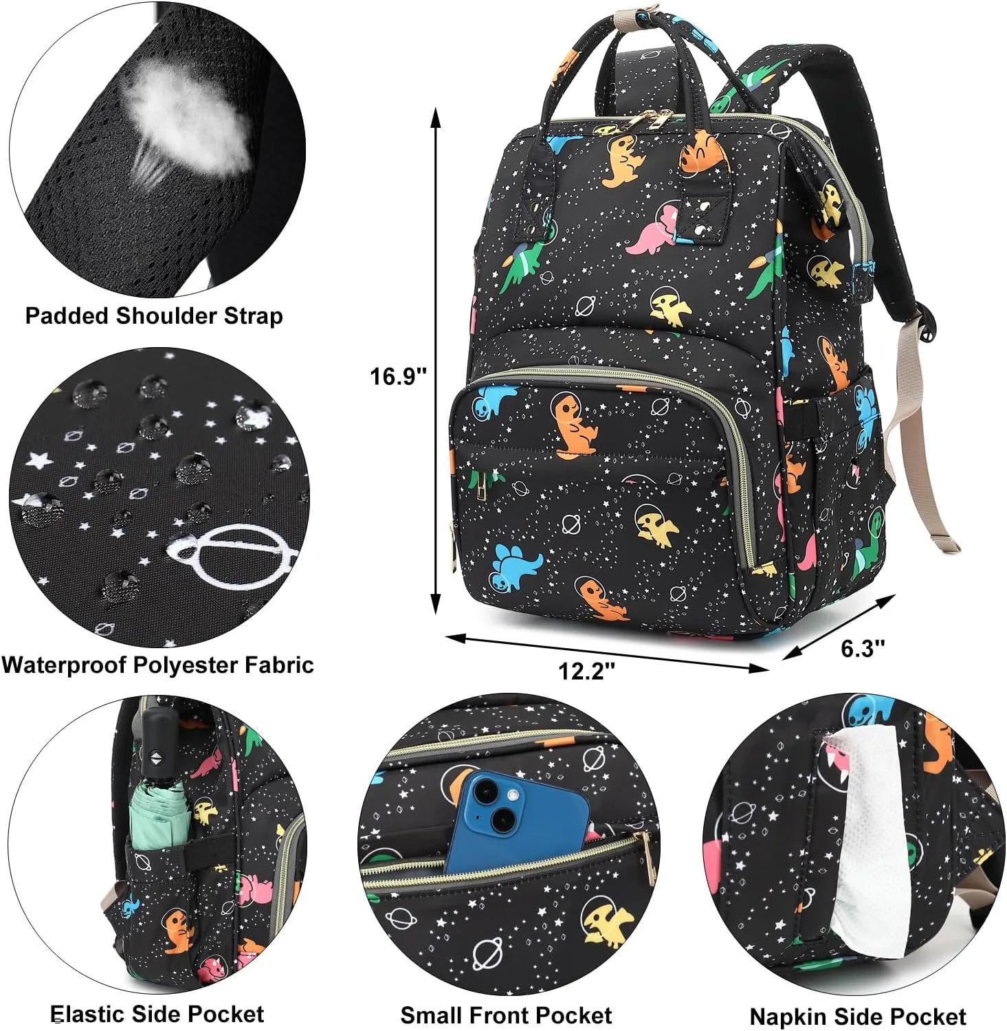 Dinosaur Lunch Backpack Laptop Backpack for Women, Girls School Backpack College Bookbags Travel Backpack