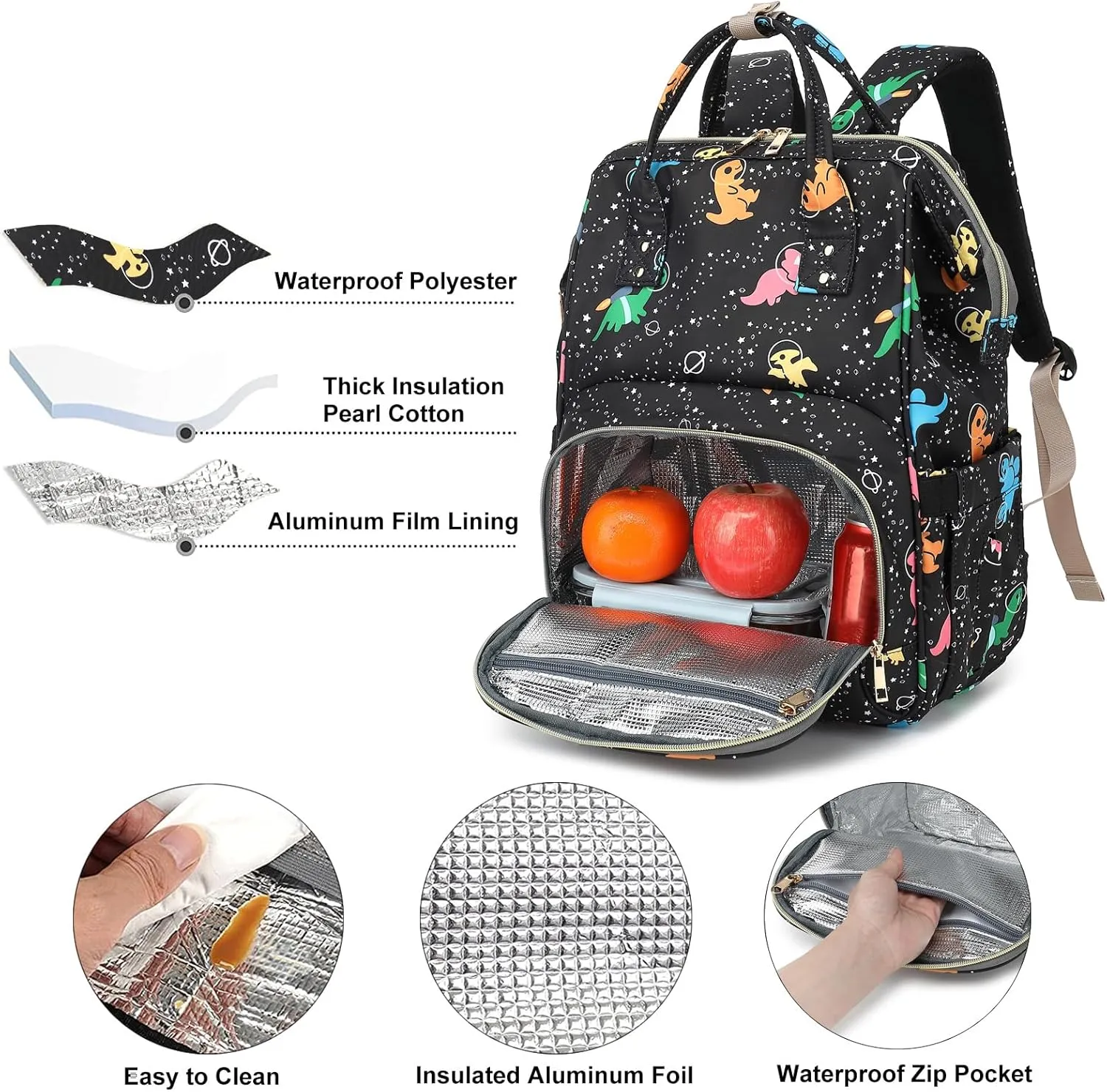 Dinosaur Lunch Backpack Laptop Backpack for Women, Girls School Backpack College Bookbags Travel Backpack