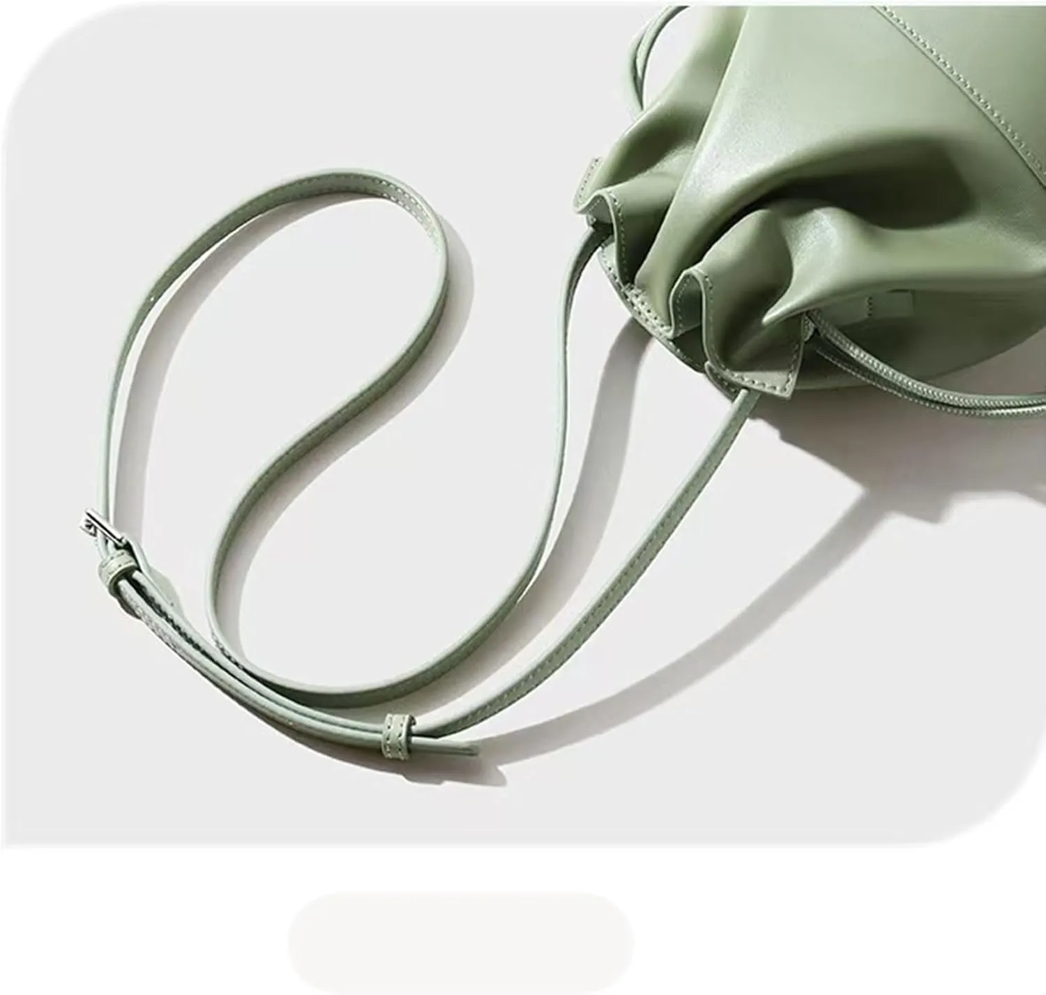 Drawstring Bucket Bag for Women,Lambskin genuine leather shoulder bag,trendy water bucket crossbody bag.