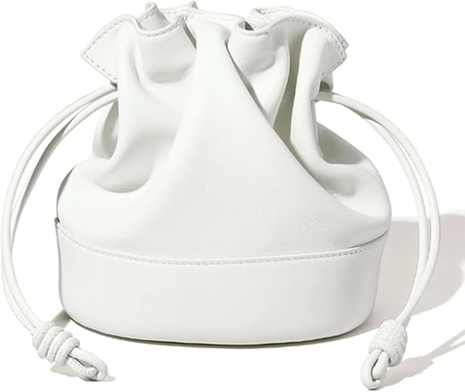 Drawstring Bucket Bag for Women,Lambskin genuine leather shoulder bag,trendy water bucket crossbody bag.
