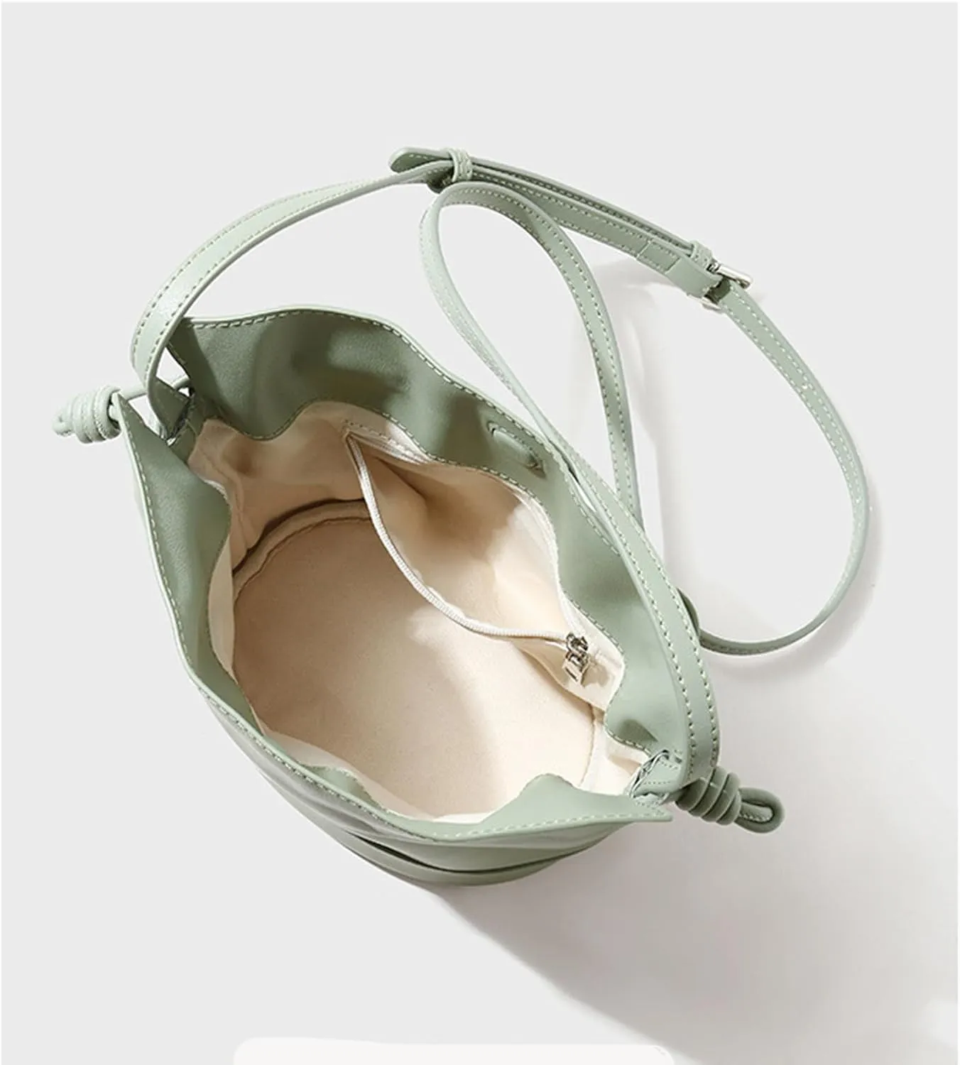 Drawstring Bucket Bag for Women,Lambskin genuine leather shoulder bag,trendy water bucket crossbody bag.