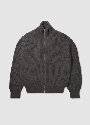 Enda Rib Zip Jacket in Derby Grey