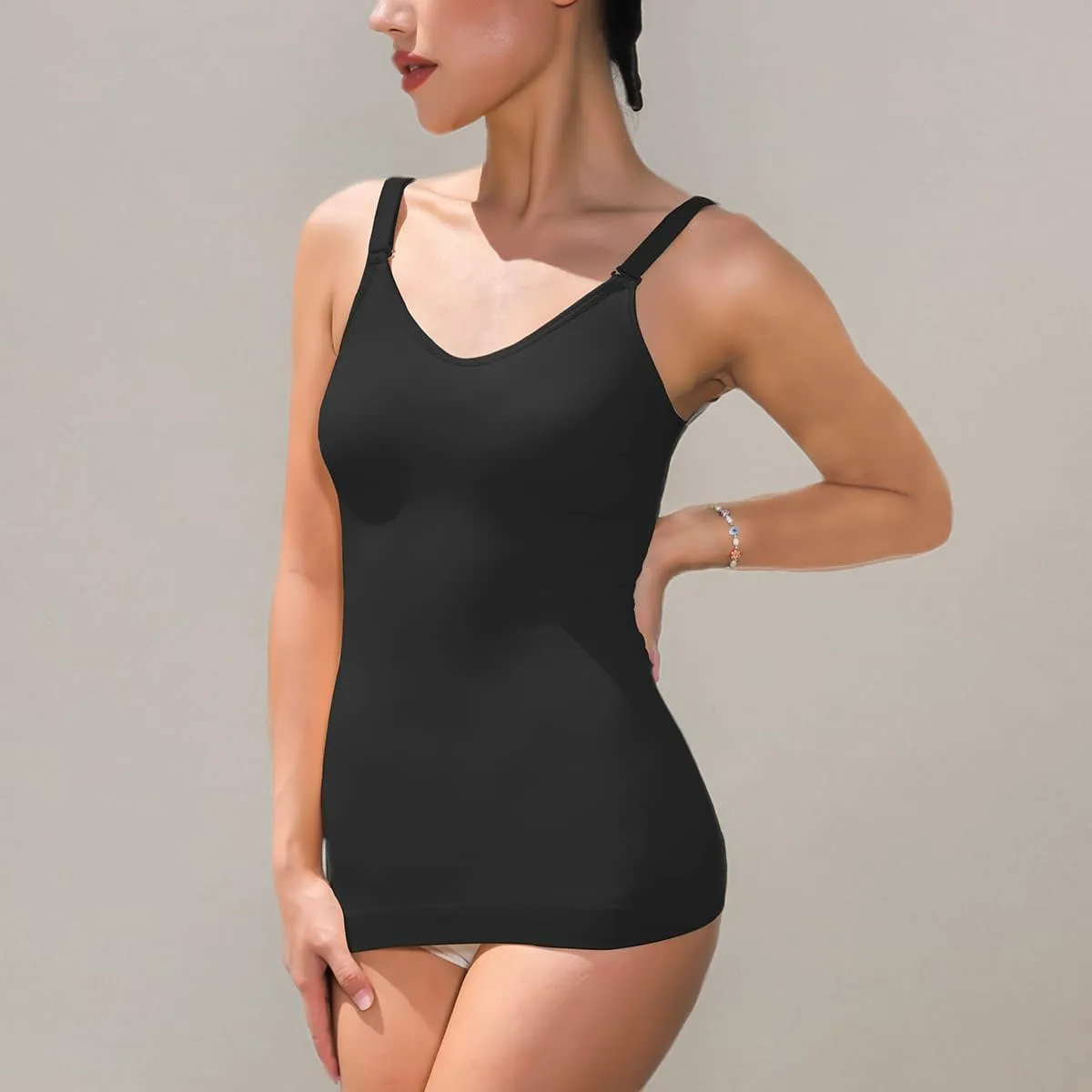 EUYZOU Women's Shapewear Tummy Control Tank Tops - CrissCross Adjustable Straps Seamless Body Shaper Compression Camisole