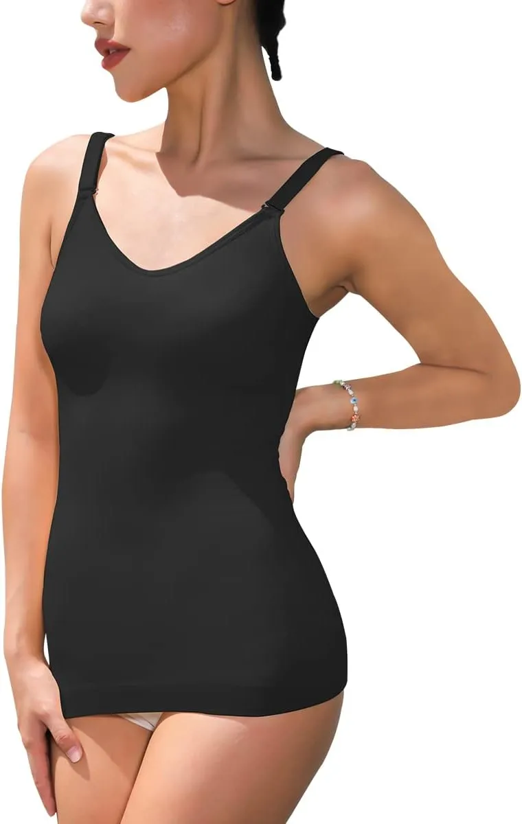 EUYZOU Women's Shapewear Tummy Control Tank Tops - CrissCross Adjustable Straps Seamless Body Shaper Compression Camisole