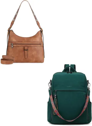 FADEON Hobo Bags Purse and Leather Backpack Purse