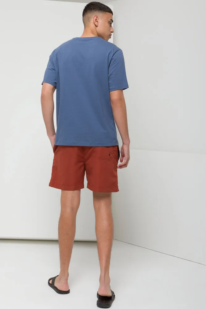Flocked Slogan T-Shirt Blue