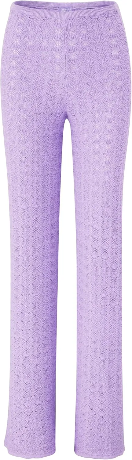 florence by mills Women's Le Pointelle Sweater Lace Wide Leg Pant