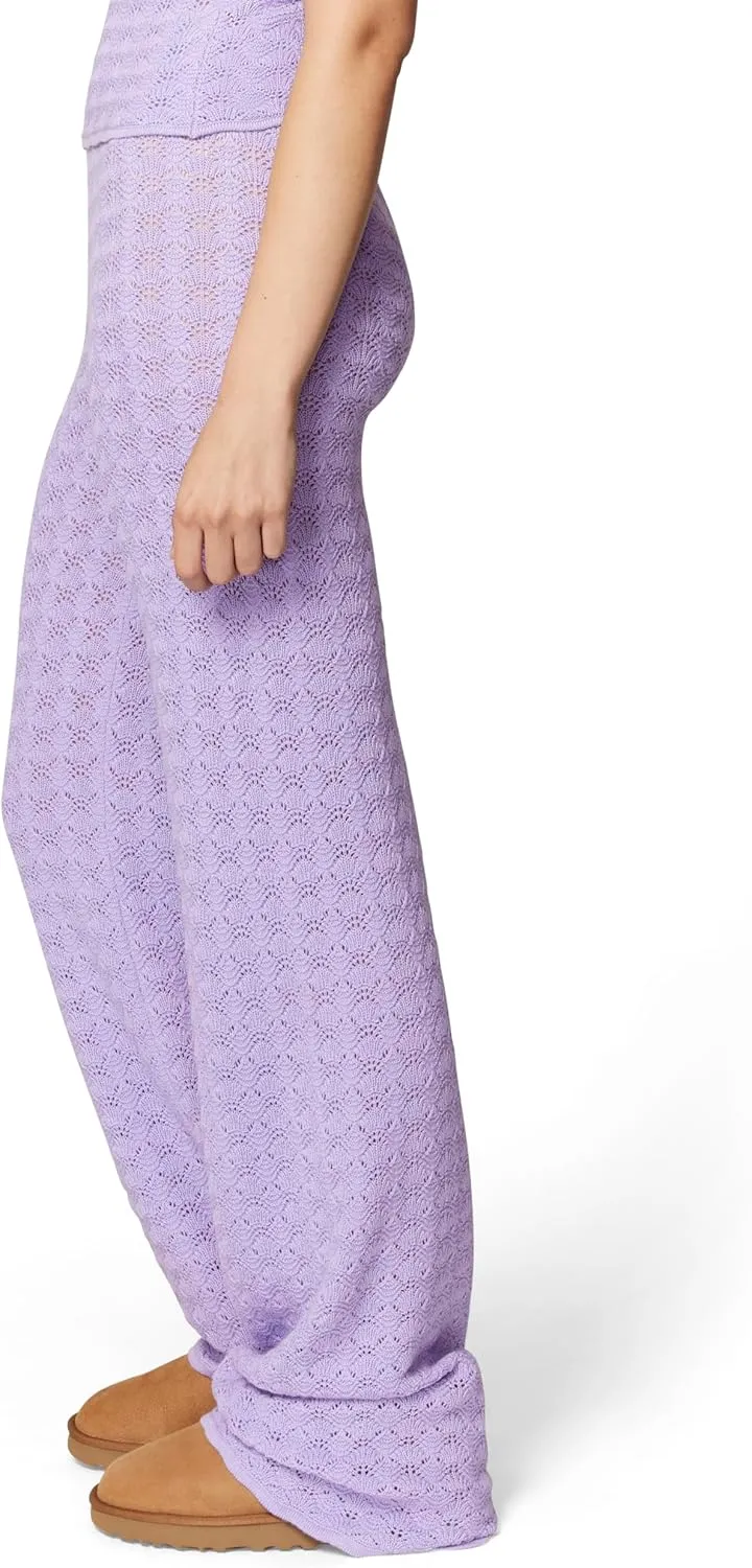 florence by mills Women's Le Pointelle Sweater Lace Wide Leg Pant