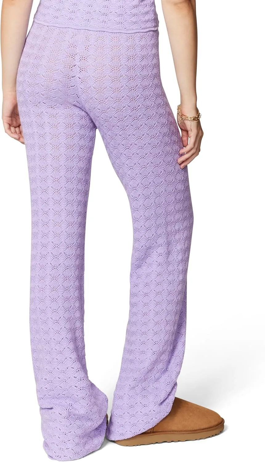 florence by mills Women's Le Pointelle Sweater Lace Wide Leg Pant