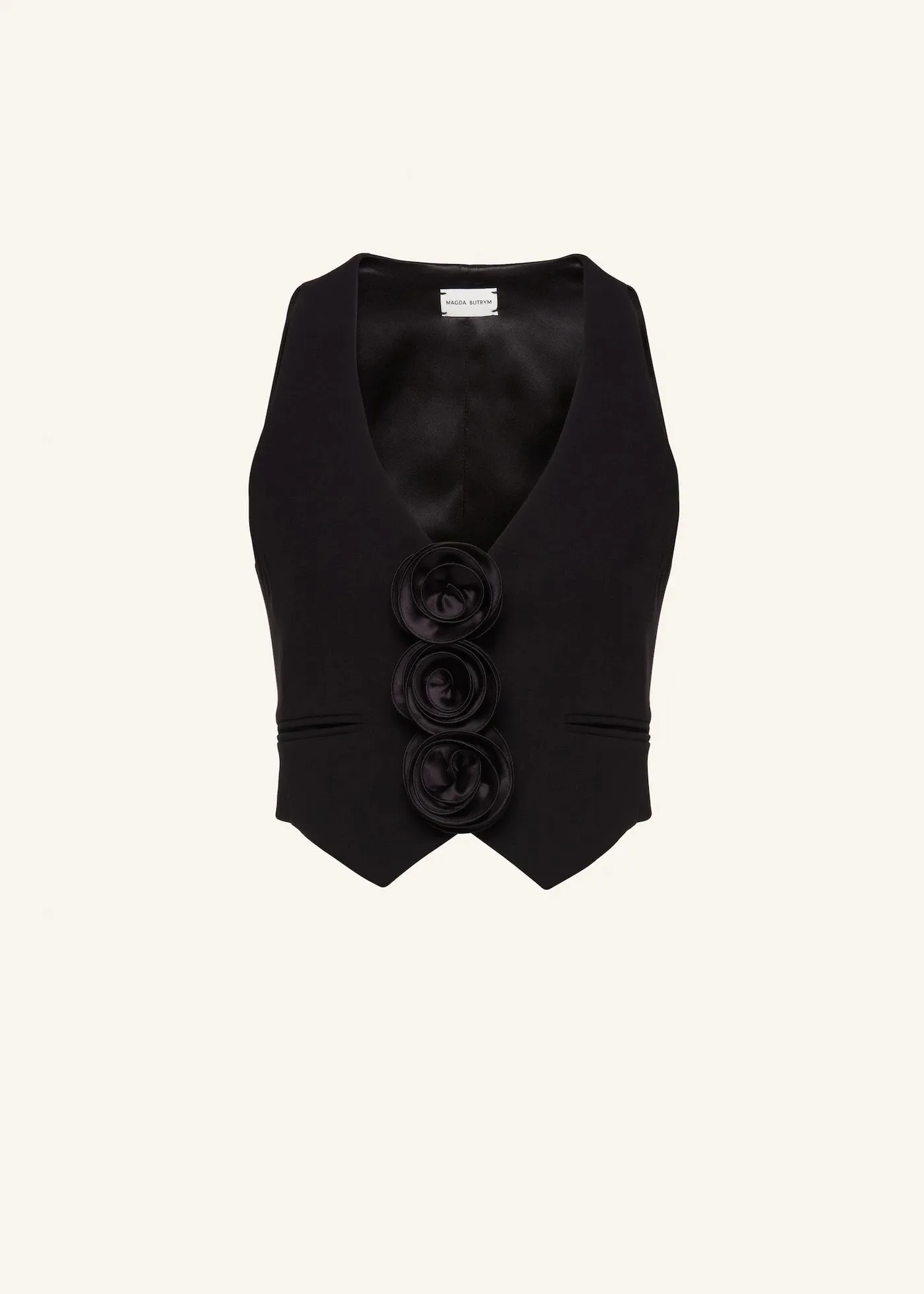 Flower Embellished Waistcoat in Black