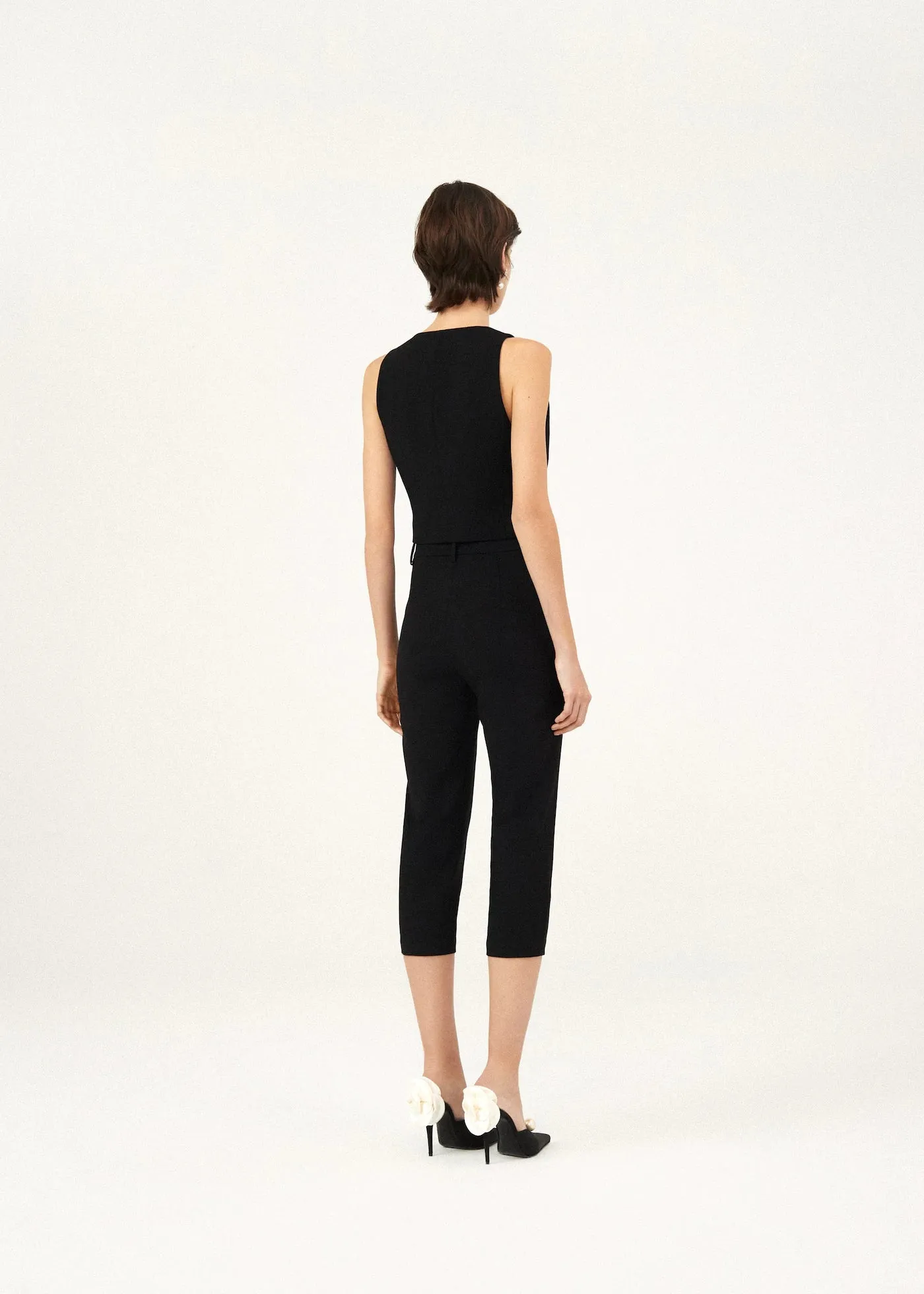 Flower Embellished Waistcoat in Black
