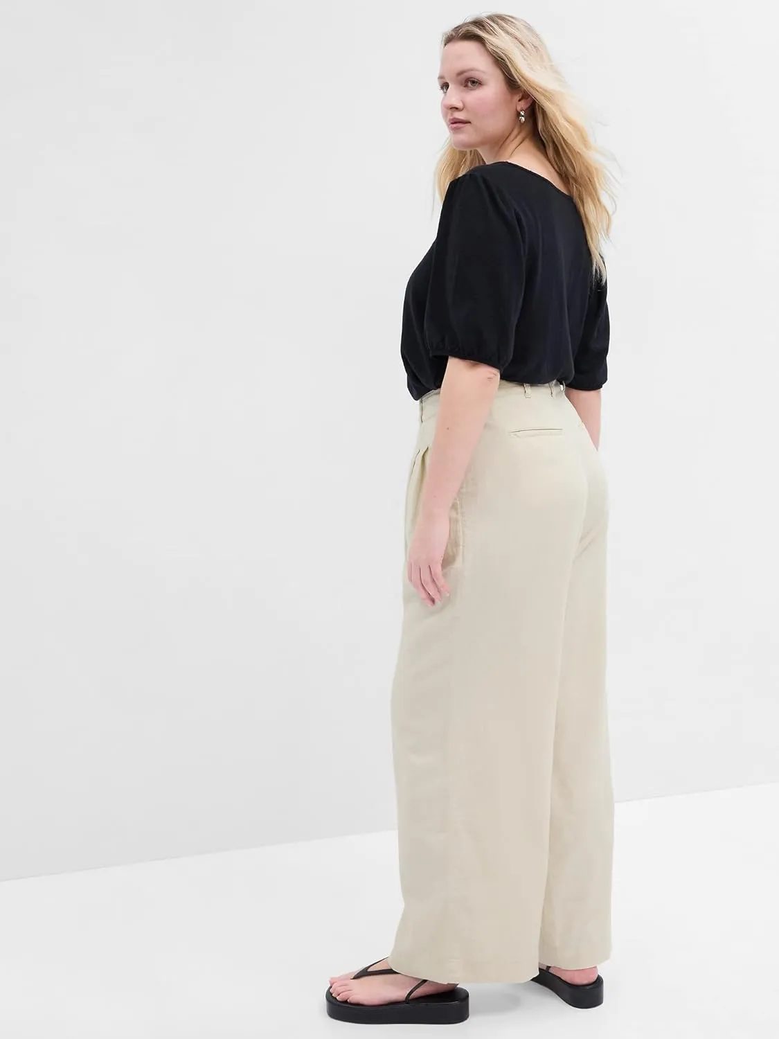 GAP Women's High Rise Linen Wide Leg Pant
