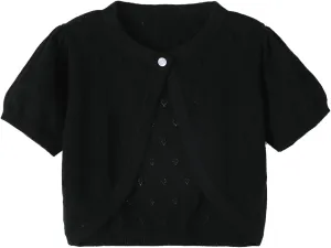 Girls Cardigan Sweater, Childrens Kids Toddler Bolero Shrug, Button Cover Up Cropped Tops