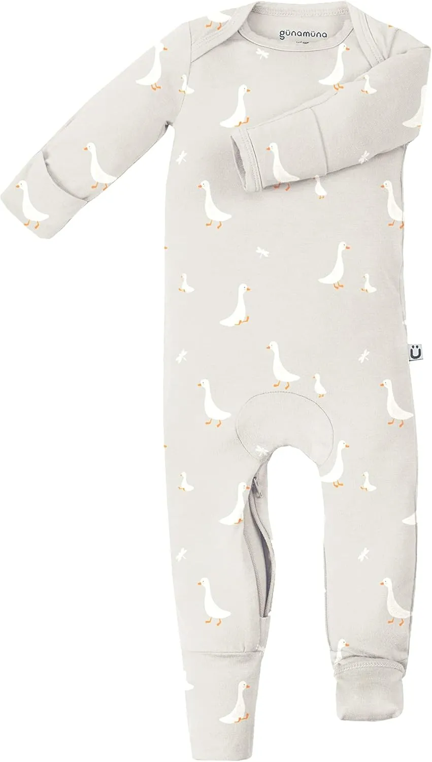 GUNAMUNA Unisex Baby, Toddler Ultra-Soft Convertible Pajama, Footie Romper Sleeper with Diaper Zipper for Easy Changing