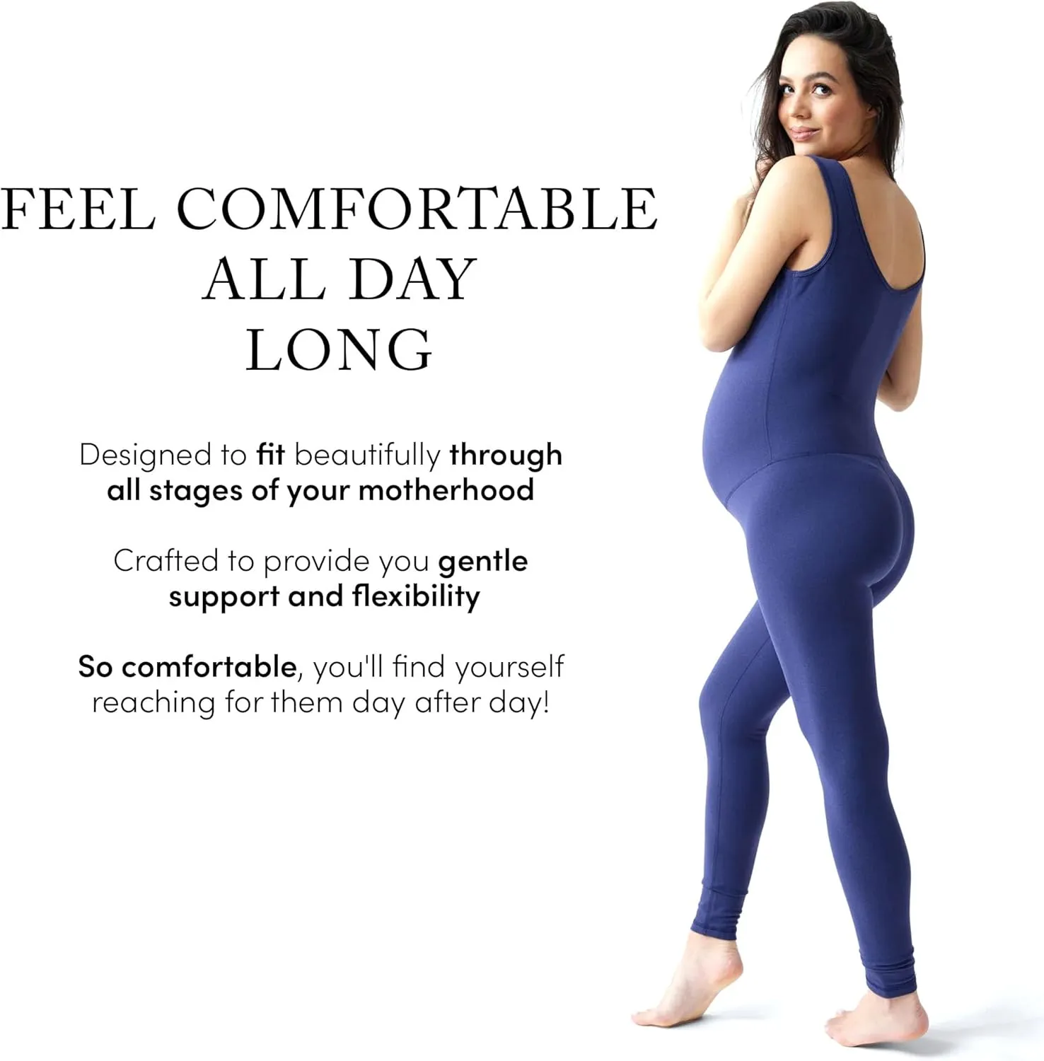 Ingrid & Isabel Active Maternity Jumpsuit - Scoop Neck Romper Bodysuit - Soft One-Piece Outfit for Pregnancy and Postpartum