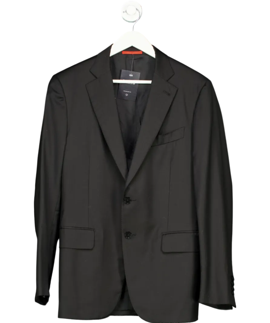 Isaia Napoli Black Aquaspider Wool Blazer UK M