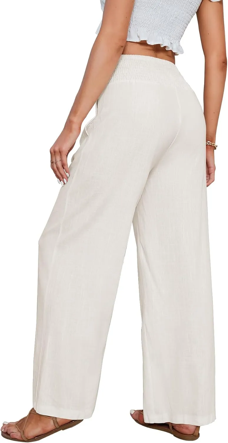 JASPAL Women Casual High Waisted Palazzo Pants Wide Leg Long Lounge Trendy Trousers with Pocket