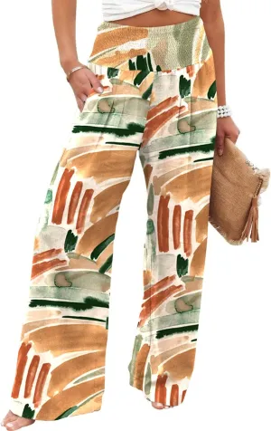 JASPAL Women Casual High Waisted Palazzo Pants Wide Leg Long Lounge Trendy Trousers with Pocket
