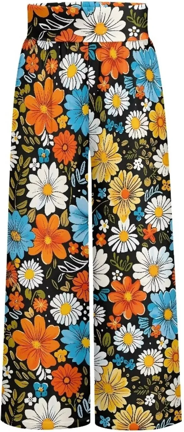 JEOCODY Women's Casual Wide Leg Pants Elastic Waist Loose Lounge Pants with Pockets Size S-3XL
